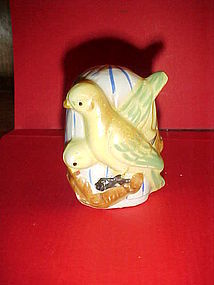 Antique porcelain bird feeder hand painted yellow birds