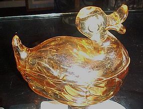 Jeanette 1940's character duck covered candy dish marigold carnival
