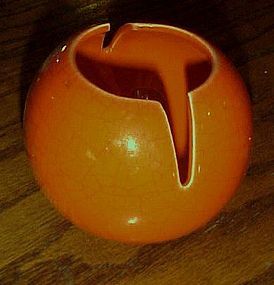 Mid Century 50's Vohann of California  orange crackle orb ball ashtray