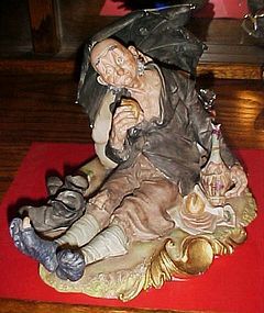 Capodimonte Bruno Merli homeless man wino bum  hobo figurine S 8390