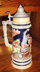 Vintage Gerz Germany 13 3/8 " tall beer stein domino payers pub scene