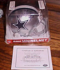 Dallas Cowboys John Dutton authentic autographed mini helmet