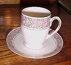 Antique MZ Austria  Moritz Zdekauer demitasse cup n saucer Roses band