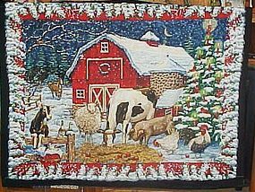 Finished ready to hang Barnyard animals snowy winter wall hanging