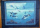 Finished fabric Orca killer whales underwater scene wall hanging