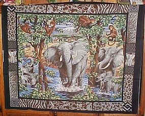 1 yd uncut fabric panel The Elephant Social new old stock