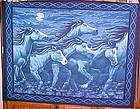 1 yd uncut fabric panel Moonlight horse stampede  new old stock