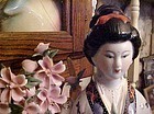 Large porcelain Japanese lady and cherry blossoms figurine 16" tall