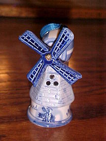 Vintage hand painted blue delft windmill Christmas ornament