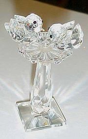 Lovely Iris Arc crystal birds on a birdbath marked