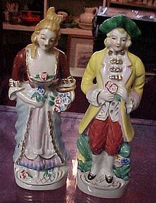 Vintage Colonial couple hand painted Japan 8"