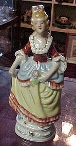 Hand painted Colonial lady figurine 7.5" Japan