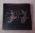 Vintage Siam Sterling silver black pin with dancers
