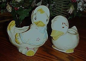Vintage pair of duck nursery planters