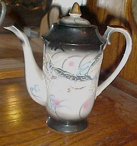 Vintage black grey Demitasse size Dragonware teapot and lid CDGC Japan