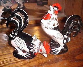 VIntage ceramic chicken roosters pair 2073