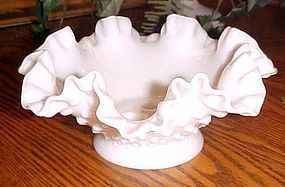 Fenton milkglass hobnail ruffled epergne base 3 holes 8.25"