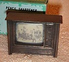 Miniature Die cast console Television pencil sharpener in box
