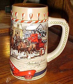 1986 Budweiser holiday stein Clydesdales