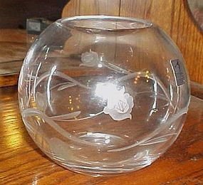 Fostoria cut crystal floral design rose bowl ball vase Romania