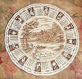 Alfred Meakin 1977 God Bless our House Calendar plate with zodiac