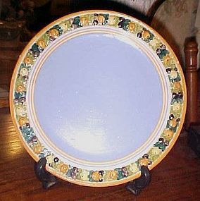 Hand Painted Italy Della Robbia yellow blue embossed fruit rim plate