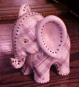 Vintage Napco lavender plaid elephant nurserty planter