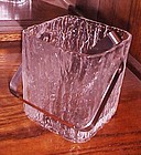 Mid century Hoya block of Ice glass bucket and tongs