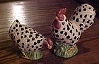 Black and white dominicker chickens salt and pepper shakers