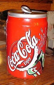 Large musical ceramic Classic Coca Cola can cookie jar 2000 11"