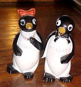 Vintage Willie and Millie penguin salt and pepper shakers