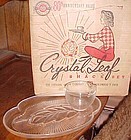 Vintage Crystal Leaf snack set by Federal glass in original box