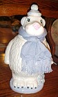 Adorable polar bear cookir jar with knit scarf and snowballs retired