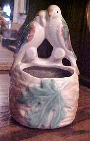 Morton Pottery love birds parakeets wall pocket