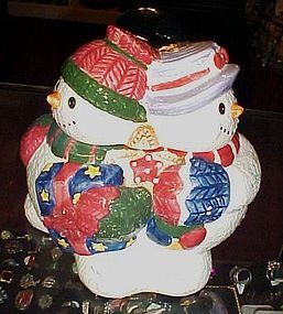 Snowman trio cookie jar  Jolly Christmas cookie storage