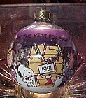 1991 Hallmark Peanuts gang glass ball ornament Time of year good cheer