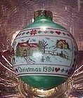 Hallmark Christmas 1984 glass ball ornament Needlepoint look