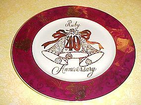 Vintage Ruby 40th Annivarsary plate by Norcrest  AT-508 BEAUTIFUL