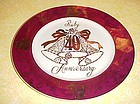 Vintage Ruby 40th Annivarsary plate by Norcrest  AT-508 BEAUTIFUL