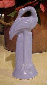 Vintage blue glaze pottery crane stork  flamingo center bowl figurine