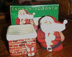 Santa and Chimney salt and pepper shakers in the box Susan Winget