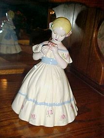 Vintage ceramic old fashioned young lady figurine 9.75"