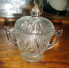 Jeanette crystal Iris and Herringbone sugar bowl and lid