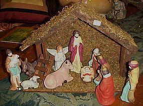 12 pc Christmas Nativity set complete with creche