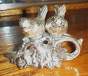 Vintage metal birds on a branch silver plated salt and pepper shakers