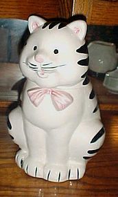 Black and white stripe tabby cat cookie jar RM