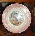 Vintage New Mexico state souvenir plate scenic attractions pink border