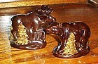 Cabin style Moose and Bear salt and pepper shakers