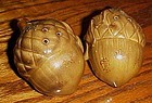 Large acorn ceramic shakers brown glaze