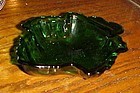 Anchor Hocking forest green maple leaf dish